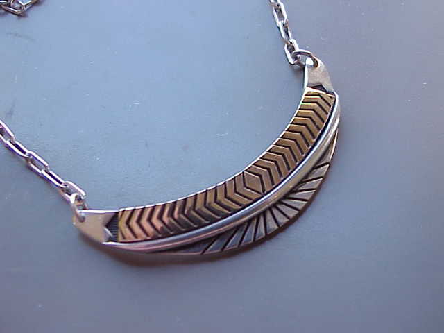   Navajo  Sterling Hand Made Gold Overlay Necklace   M. M. Rogers   HMY