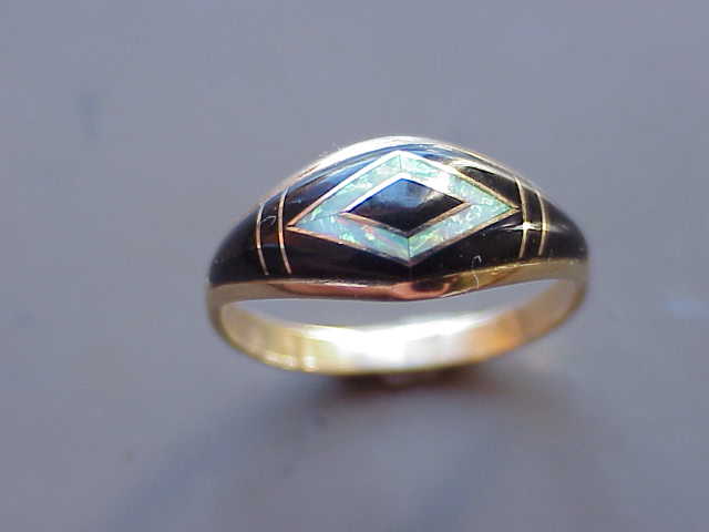     Dramatic Southwest Style   14k Inlay Ring   Ojo De Dios   